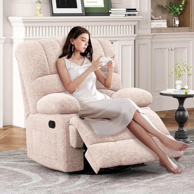 Oversized Swivel Rocker Recliner Chair with 350lbs Capacity 5-Min Tool-Free Assembly Plush Support for Big Tall
