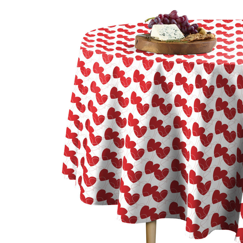 Wiegbert Geometric Round Valentine's Day Tablecloth, 70" x 70"