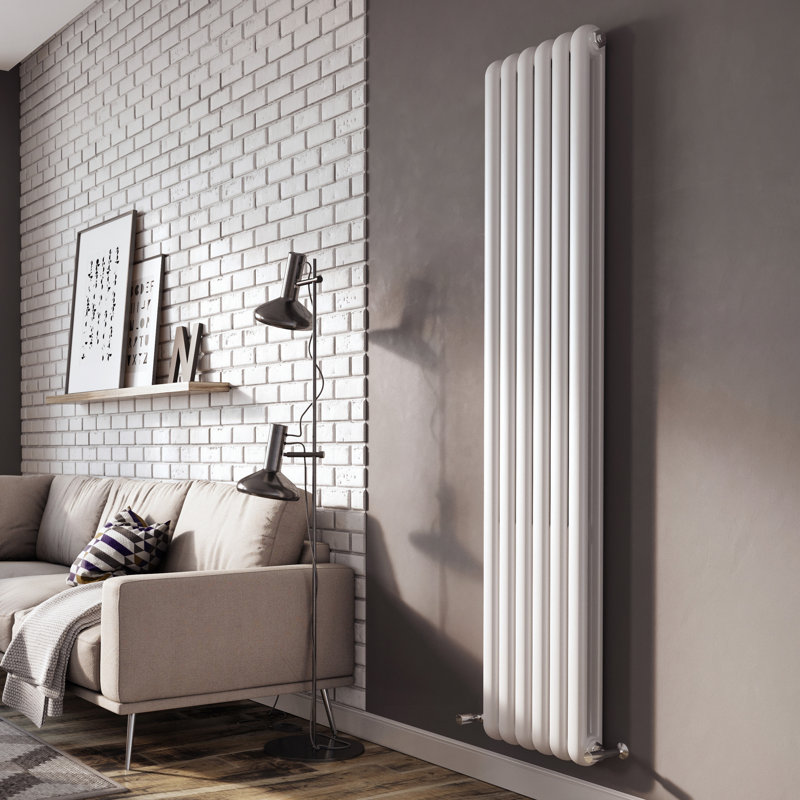 Purcell Vertical Double Panel Radiator, White, 180cm H x 38cm W x 10cm D