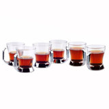 Stainless Steel Set Of 6 Tea/Coffee Cups With Silver Glitter Handle Design