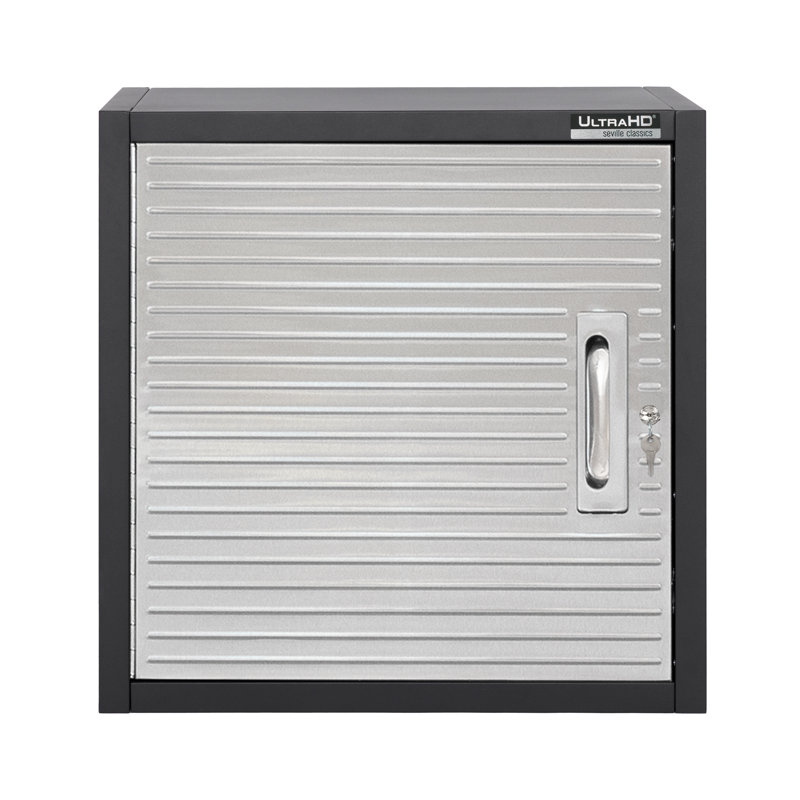 Seville Classics UltraHD Single Door Wall Cabinet, 24" W x 12" D x 24" H, Black