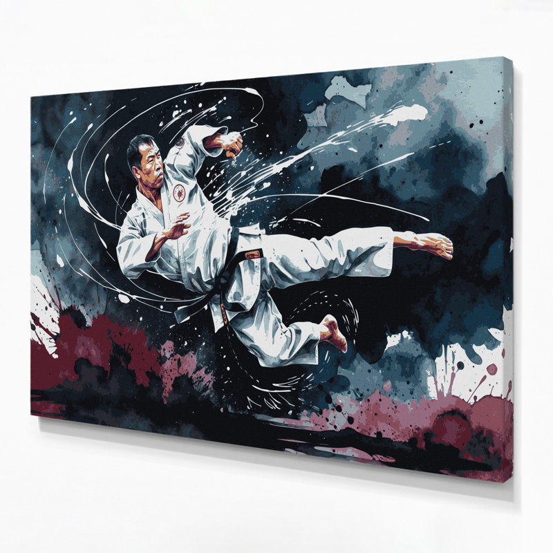 Art mural gris sur toile Sports Karate, H 16 po x l 20 po