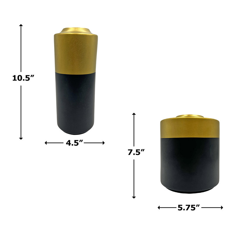 Vase de table Kimilee, H 10,5 po x l 4,5 po x P 4,5 po