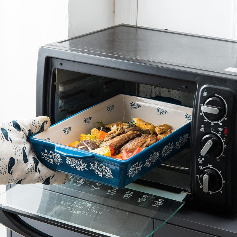 Ensemble de 3 pièces de cuisson en porcelaine bleue et blanche | Parfait pour les lasagnes, les ragoûts et la cuisson - le tout dans un plat, alliant beauté et fonctionnalité