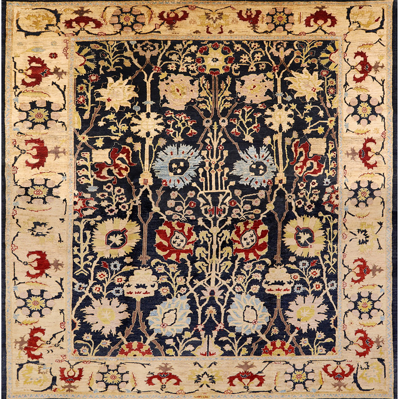 Tapis oriental noir / beige / rouge / noir Unoss, Carré 4 pi
