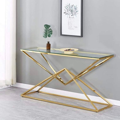 Glass Top Console Table