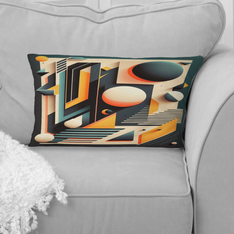 Retro Elementary Geometrics I - Abstract Geometric Printed Throw Pillow