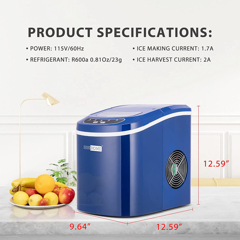 Machine à glaçons électrique compacte 27 lb, Bleu marine