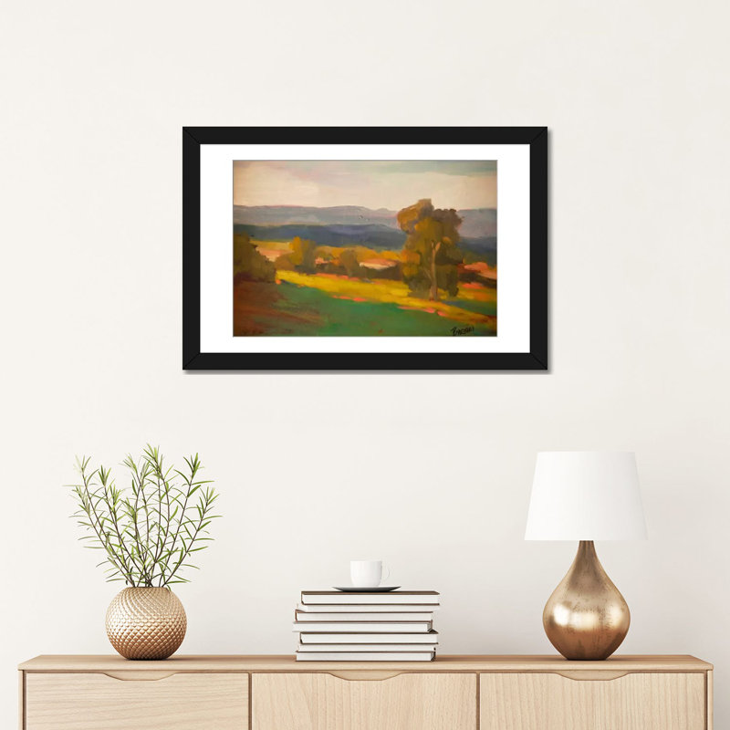 « hillside hideaway », reproduction d’art sur toile, H 16 po x l 24 po x P 1 po, Papier d'art encadré noir, Blanc