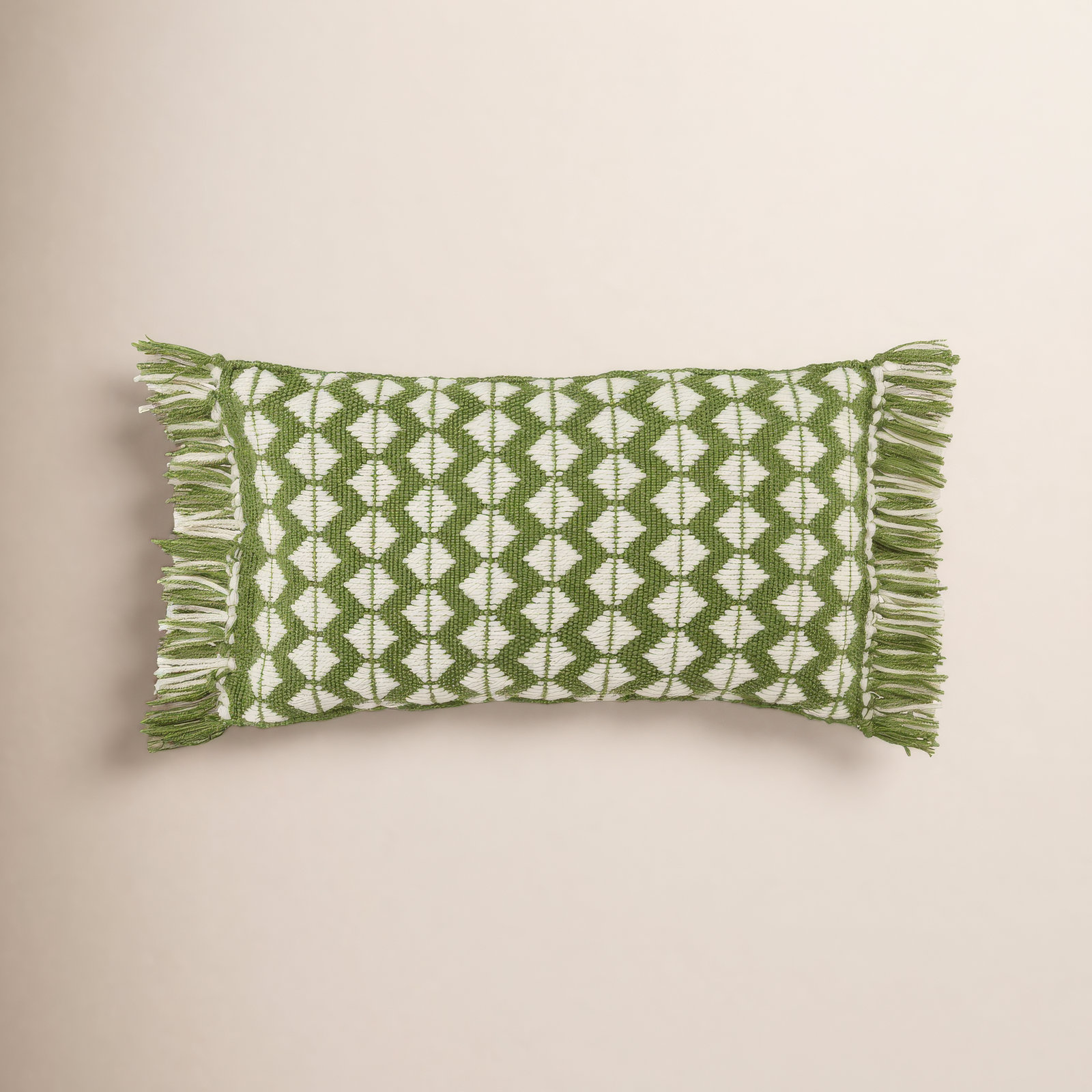 Senda Fringed Indoor/Outdoor Lumbar Throw Pillow, Gold/Ivory, Pillow Cover Only - No Insert