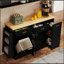 Buffet de rangement multifonctionnel avec porte coulissante, poubelle cachée et support à épices à 3 niveaux pour les espaces de cuisine et de salle à manger organisés-1549023214