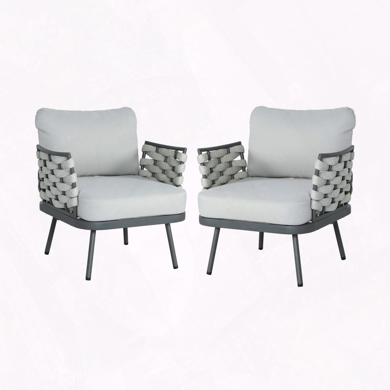 Steel Club Chair Set Water Repellent Cushion