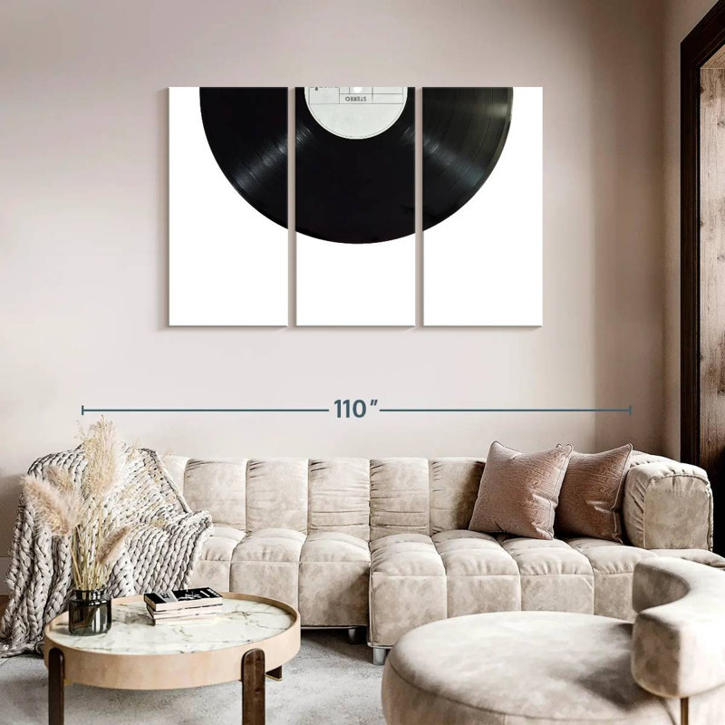 " Vinyl Record " 3 - Pieces, 48" H x 74" W x 1.25" D
