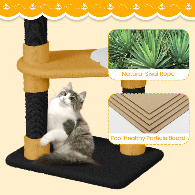 Amadahy 79cm H Cat Tree, Yellow/Black