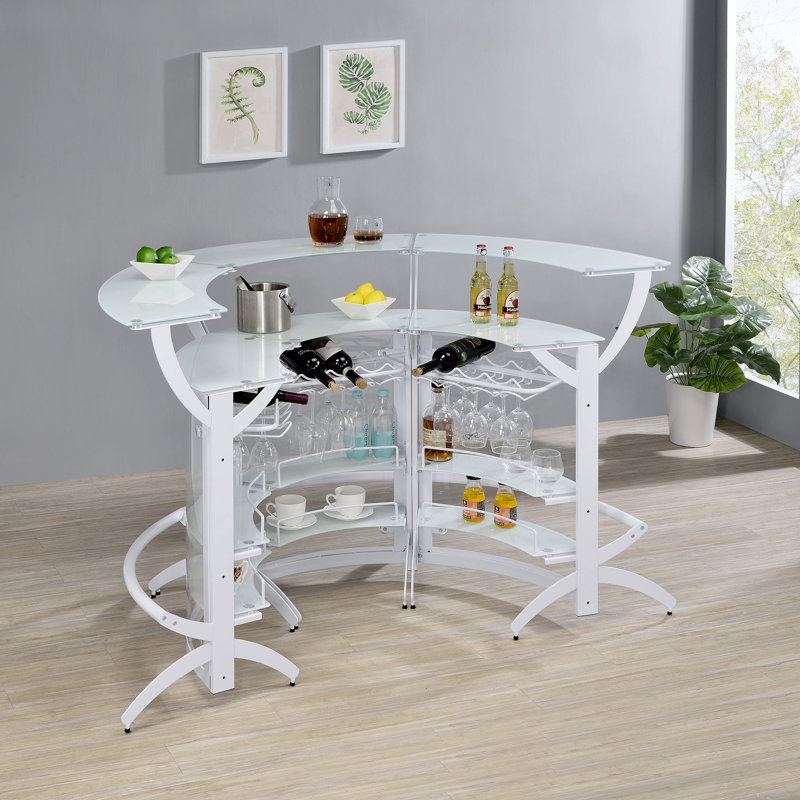 Ensemble de 3 barres de verre incurvées Chrystopher, Blanc