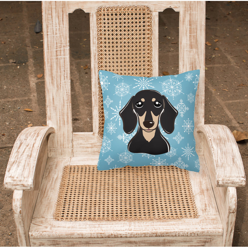  Coussin décoratif teckel noir et brun clair 14 po Snowflake
