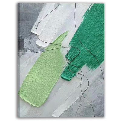 Vibrant Abstract Green Strokes Wrapped Canvas Wall Art