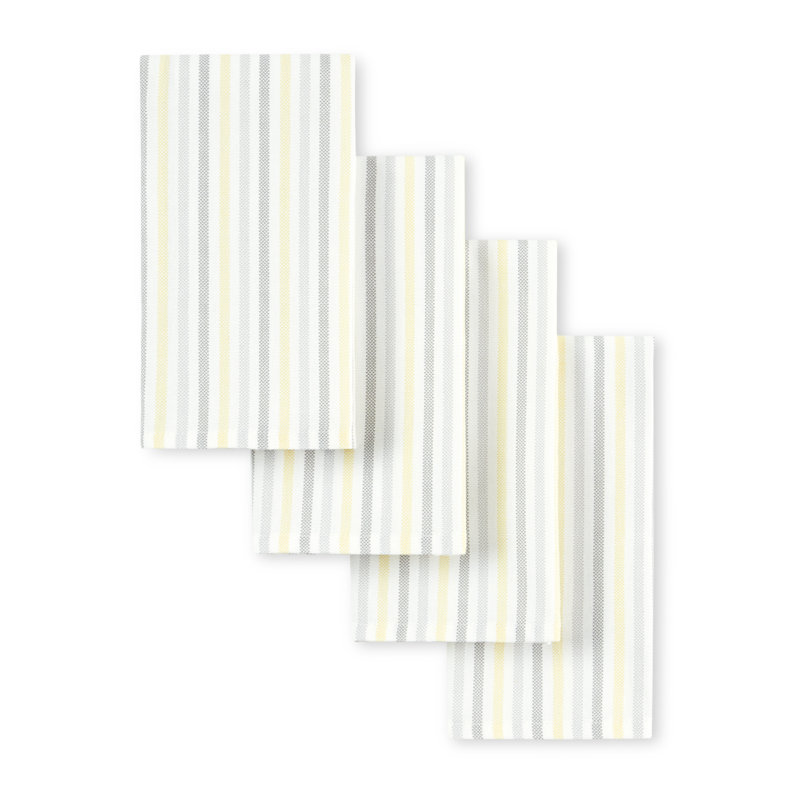 Serviette à rayures Martha Stewart, Gris / Jaune