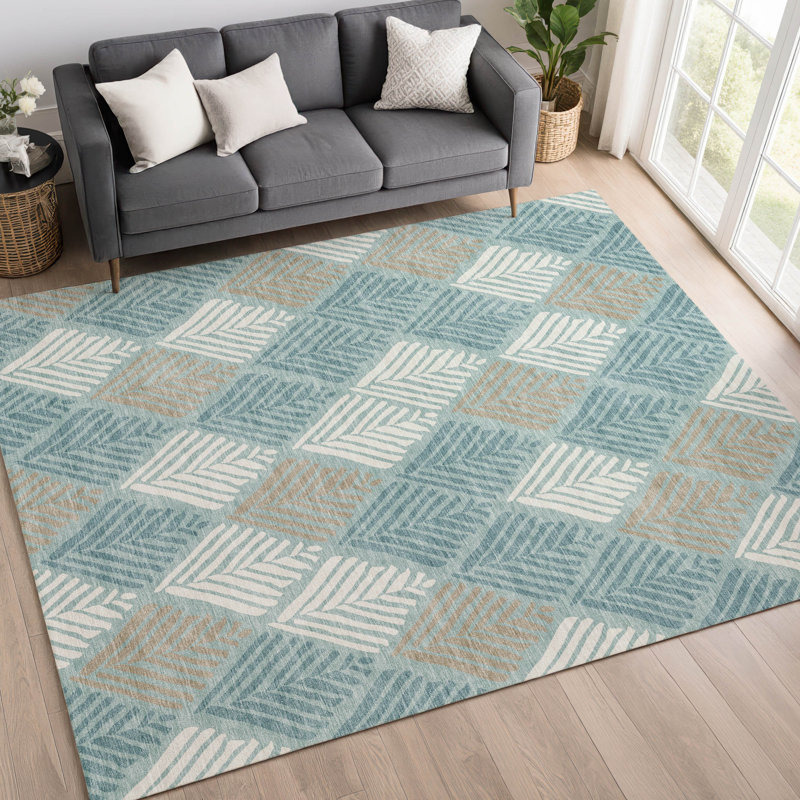 Machine Washable Indoor/Outdoor Chantille ACN2818 Diamonds Rug, Teal, 3' x 5'
