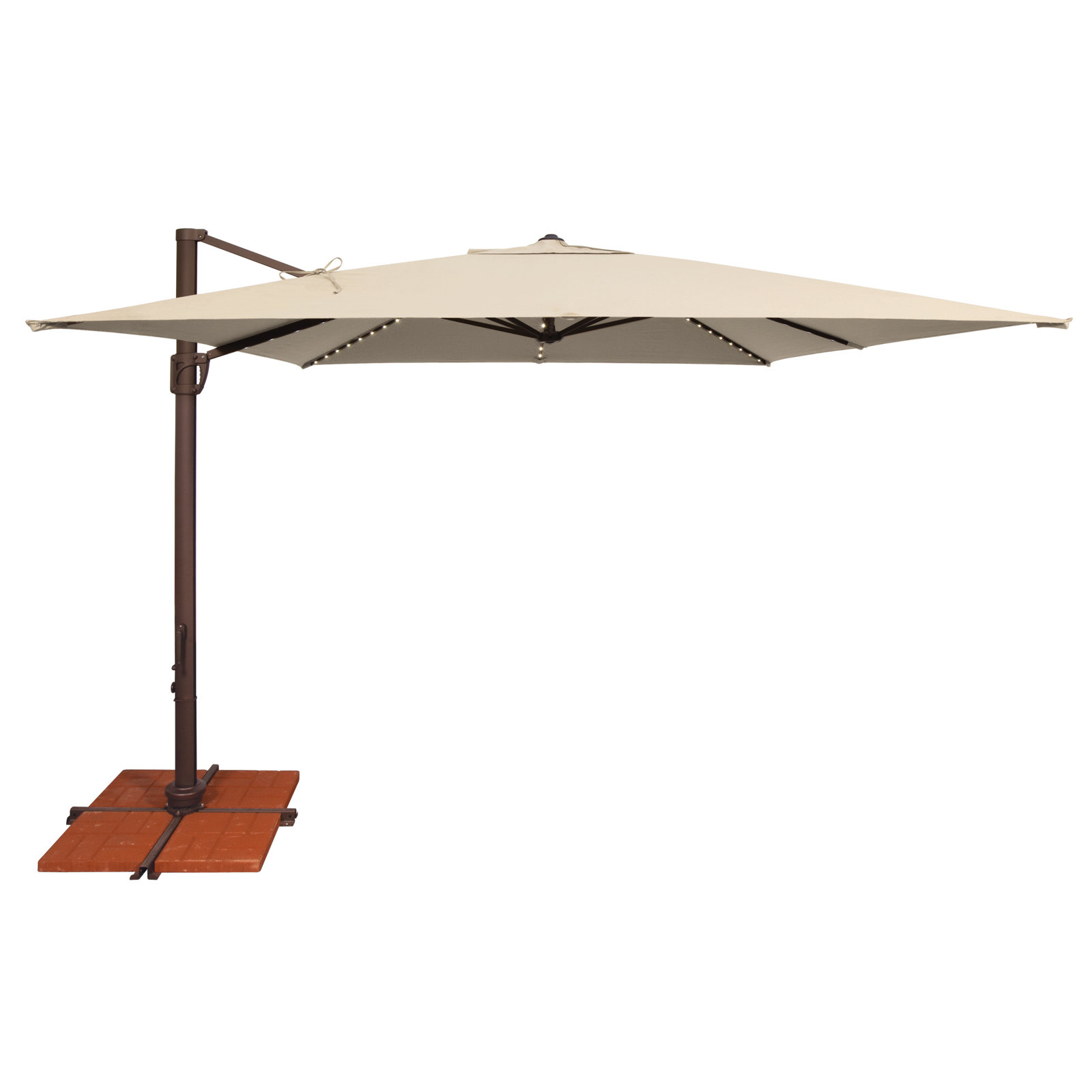 Windell 10' Cantilever Umbrella with Lights, Antique Beige Sunbrella® Canvas