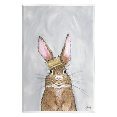 Princess Bunny Rabbit Wearing Crown by Molly Susan Strong - Painting on MDF -  Stupell Industries, ao-206_wd_10x15