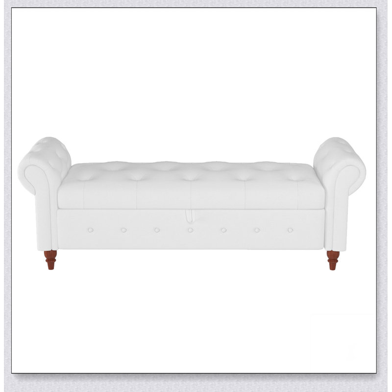 Banc de lit 63 po en tissu blanc crème Polyvalence, application moderne, confort et durabilité