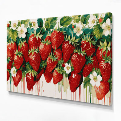 Fruit Strawberry Beige Canvas Wall Art