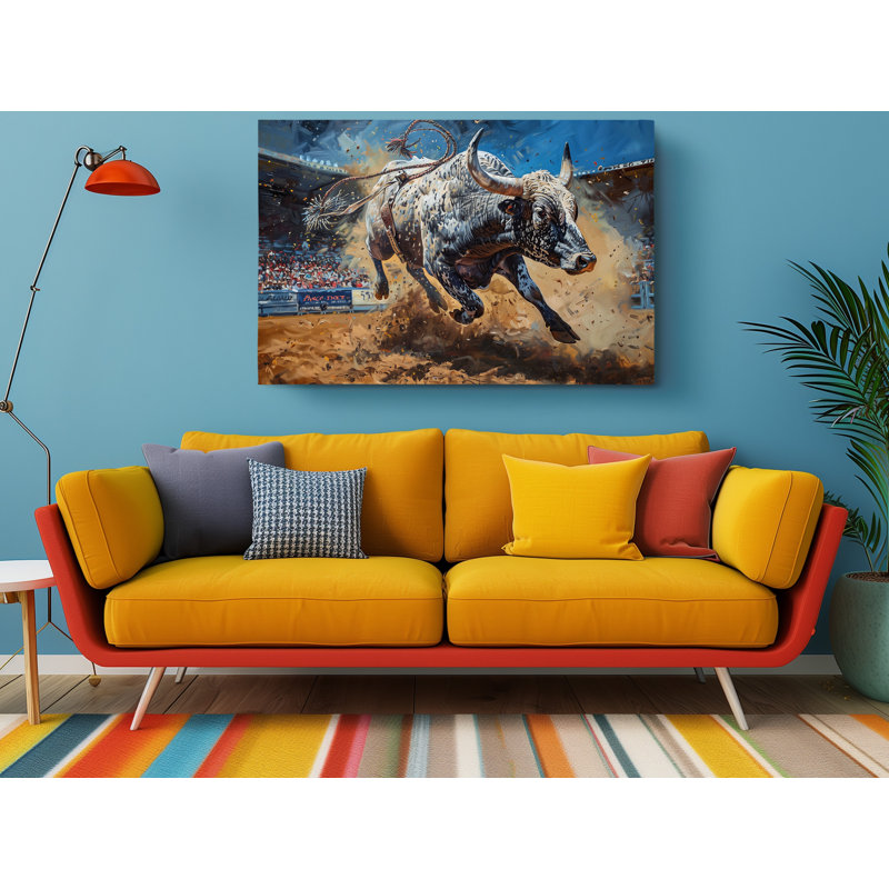 Reproduction d'art sur toile, peinture à l'huile d'un taureau dans un rodéo, décoration murale moderne pour la maison et le bureau