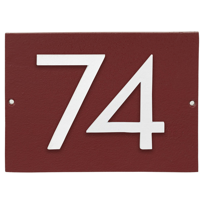 Plaque d’adresse murale sur 1 ligne flottante, Blanc, Oui, Rouge brique