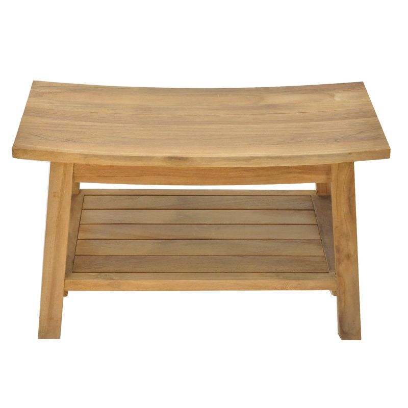 Spateak Grade-A Teak Wood Roma Shower Seat 30" Outdoor Patio Stool Bench