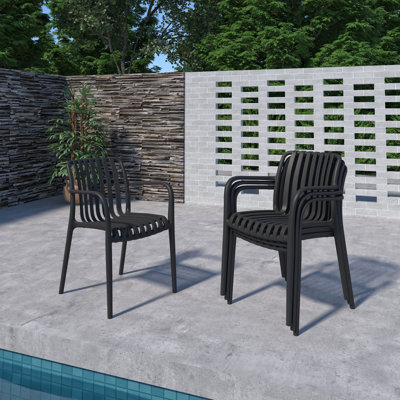Gerard 4pc Outdoor Patio Resin Stackable Dining Chairs by Hokku Designs