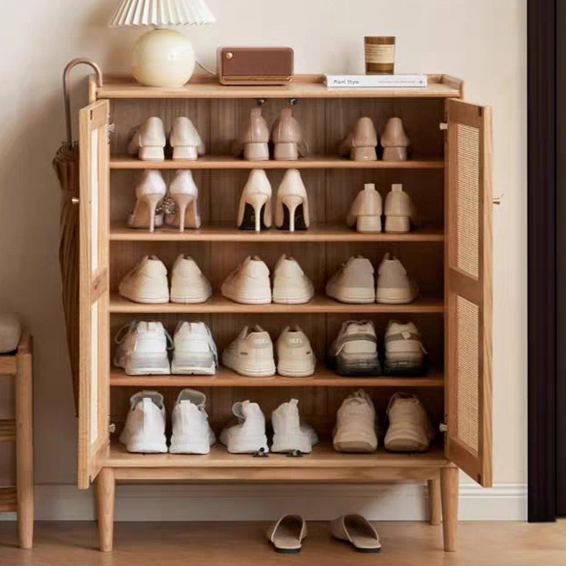 Armoire à chaussures en bois massif, Jaune