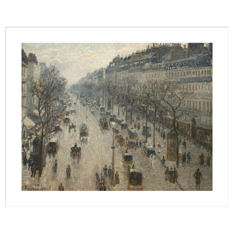 «The Boulevard Montmartre on a Winter Morning» par Camille Pissarro, impression giclée encadrée, 33.5" H x 41.03" W