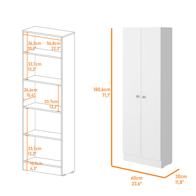 White & Oak 4-door Kitchen Arrangement. Island For Cooking Prep Jobs. Pantry Cabinet With Interior Storage Room 2 - And Oak. Needs. Versatile Shelves