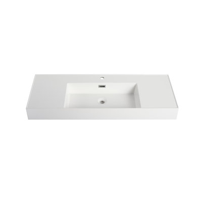 Bathroom Vanity Resin 48 Inch Basin - White Gel-Coated, Fashionable Style, 46.69 In. Deep, 17.81 Wide, 4.57 High For Resistance To Wear, Depth, Width, Height
