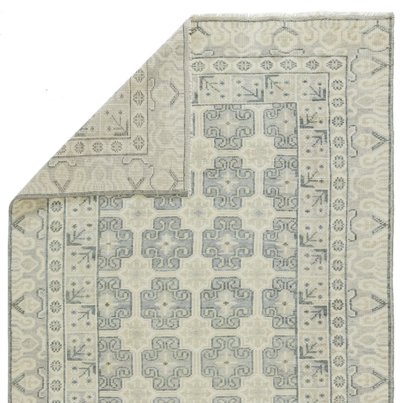 Jaipur Living Stage SLN08 Handknotted Border Ivory and Green Area Rug (12'x15'), Rectangle 3' x 12'