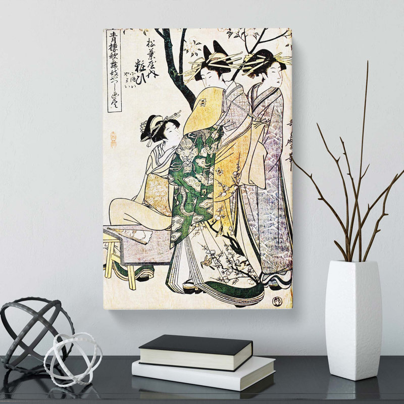 Women In Society by Kitagawa Utamaro - Wrapped Canvas Print, 50cm H x 35cm W x 3cm D