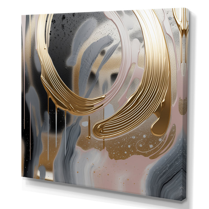 Abstrait Golden Infinity Rivers IV - formes abstraites, art mural, Toile tendue, H 36 po x l 36 po x P 1,5 po
