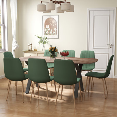 Elegant 71-Inch Dining Table with Velvet Chairs – Stylish Comfort for Modern Gatherings by Gracie Oaks