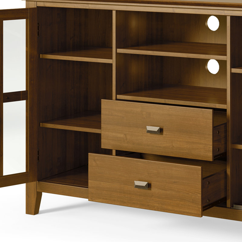 Artisan Honey Brown Solid Wood 53" Transitional Media Stand