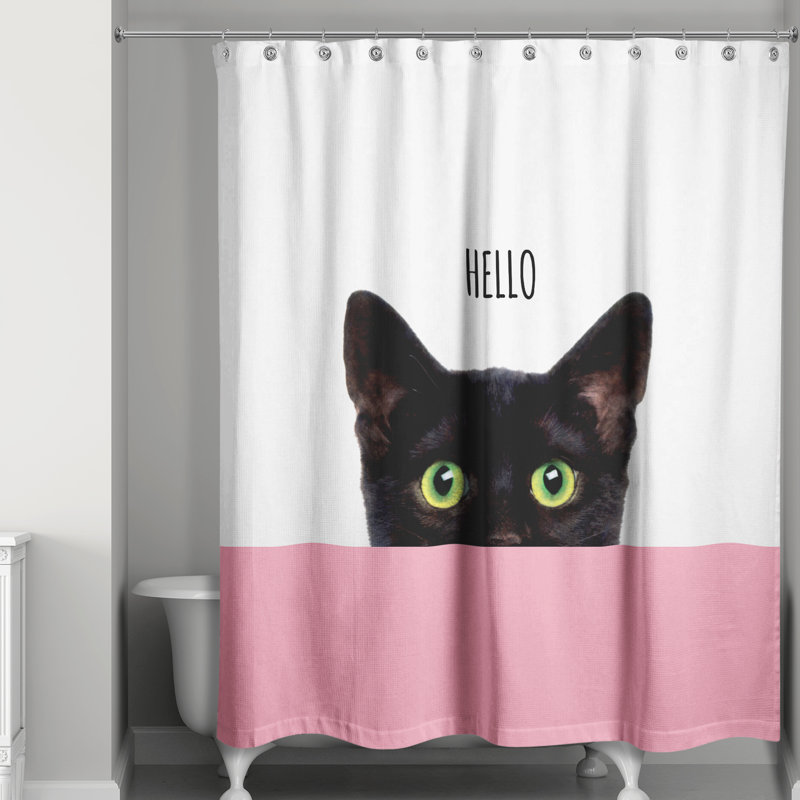 Rideau de douche simple Cats Collection, Blanc / Rose