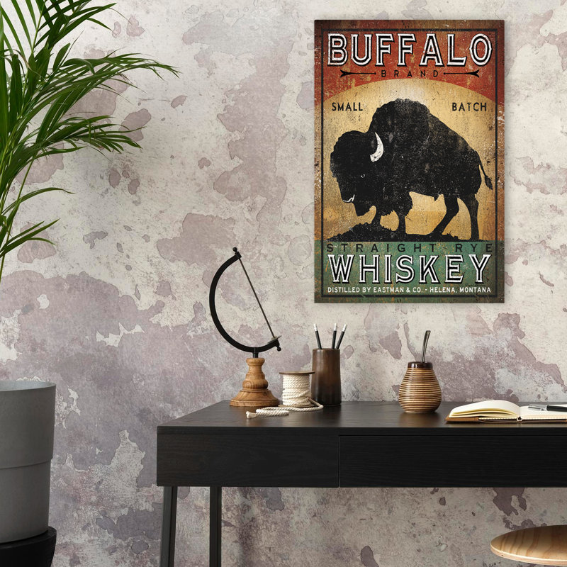 Buffalo Whiskey - publicité, alcool, bison, art, H 24 po x l 16 po