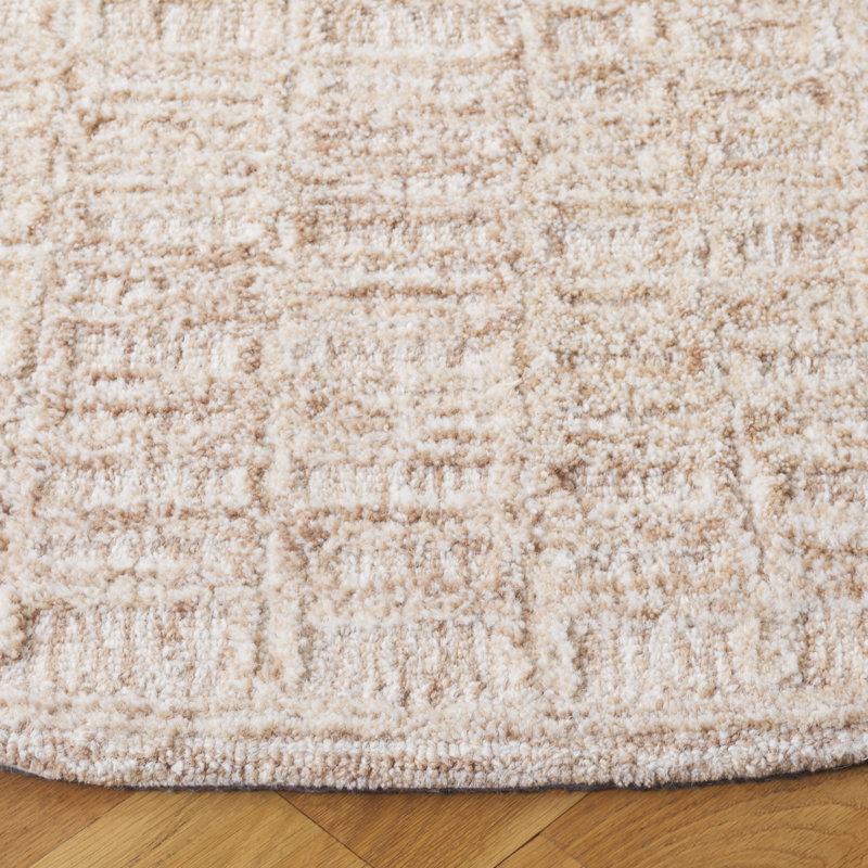 Hudhaifa 105 Area Rug In Light Brown / Ivory, Round 6'