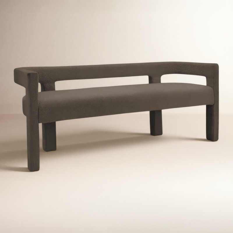 Cedernier 67" Boucle Bench, Brown Boucle Fabric