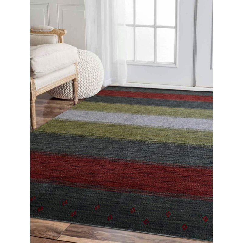 Alamea Hand Knotted Loom Wool Eco-Friendly Area Rugs - Rectangle | Multicolor | Contemporary Design | Area Rugs for Living room, Bedroom