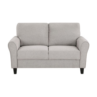 Modern Transitional Sand Hued Textured Fabric Upholstered 1Pc Loveseat Attached Cushion Living Room Furniture