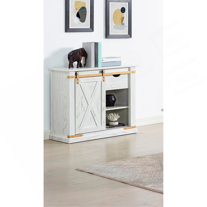 Rustic Style Antique White 1Pc Sofa Table Living Room Side Table W Drawers Barnyard Design