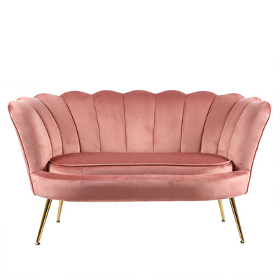 Velvet Loveseat with Floral Shaped Back