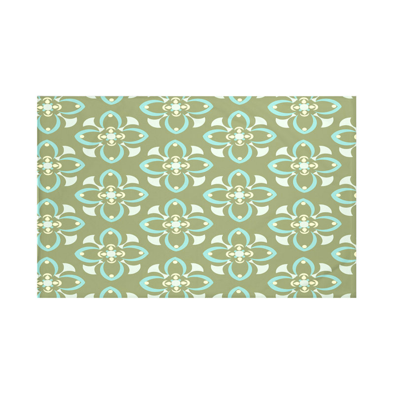 Jeté en molleton Trumpet Flower, L 60 po x l 50 po, Olive (vert / aqua)