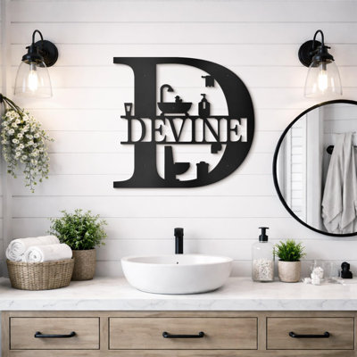 Bathroom - Custom Metal Wall Accents, Metal Split Letter Monogram Wall Decor, Metal Name Sign On Wall, Personalized Wall Decorations Gift